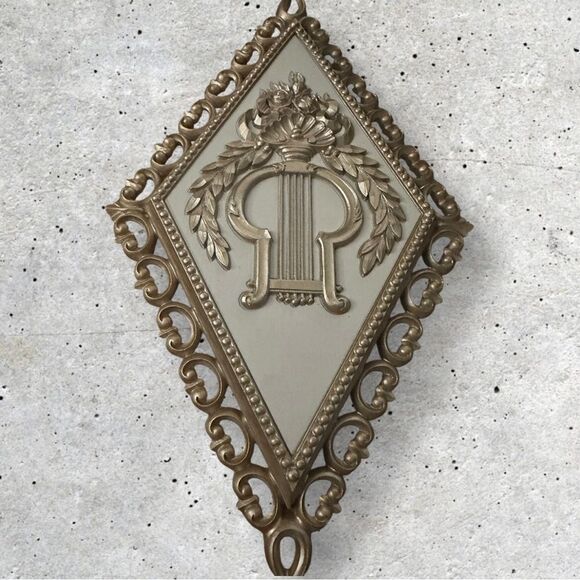 Vintage Homco Hollywood Regency style Gold and tan Diamond Wall Plaques 1971 (3) - Picture 5 of 6